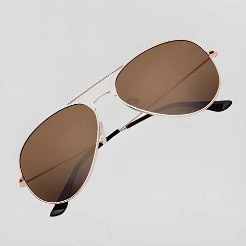 Unisex Brown Golden Aviator Sunglass